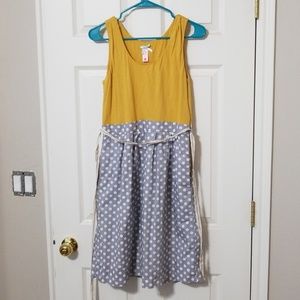 Mustard and Grey Polka Dot Dress (DownEast)